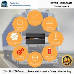 Qualität LKW Umwandler 24v AC / 220v DC 2500w Reine Sinus