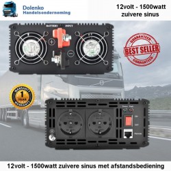Omvormer 12v DC naar 220v AC - 1500w Zuivere Sinus