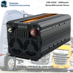 (24v) Omvormer 24v DC naar 220v AC - 2000w Gemodificeerde Sinus - LCD