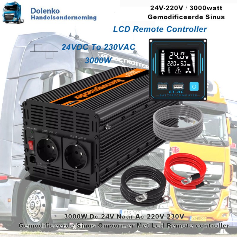 (24V) OMVORMER 24V AC / 220V DC 3000W GEMOD. SINUS