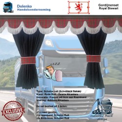 Alcantara-Vorhänge "Schottischer Stil" Royal Stewart & Douglas Grey