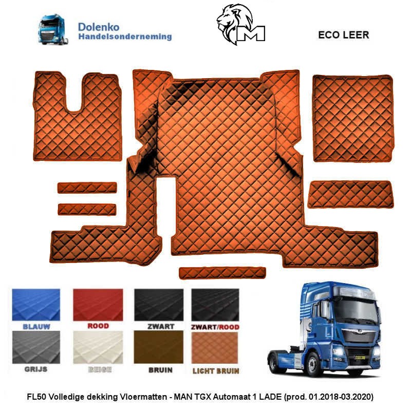 TUNNELCOVER AND FLOOR MATS FL50-SM50 SUITABLE FOR MAN TGX (2018-2020) AUTOMATIC L GEARBOX 1 DRAWER