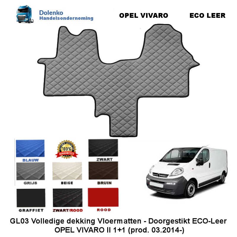 OPEL VIVARO II (2014-) 1+1 ECO LEER VLOERMATTEN GL03-KL03