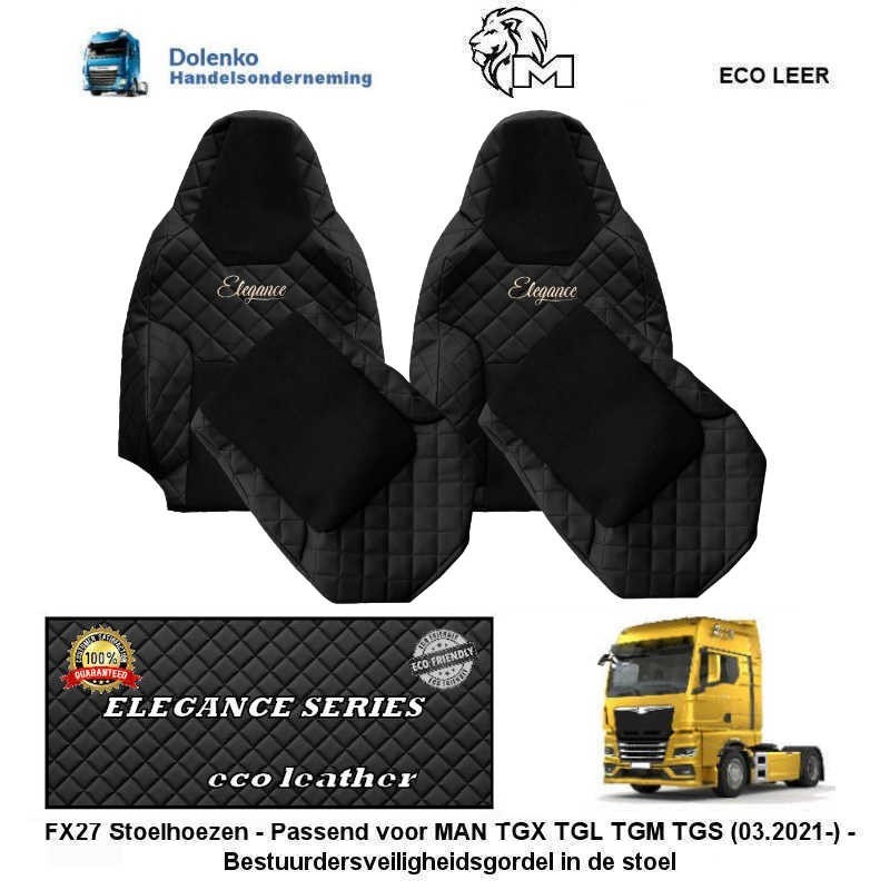 Stoelhoezen - Elegance Q, Passend voor MAN TGX TGL TGM TGS (03.2021-) - Bestuurdersveiligheidsgordel in de stoel FX27