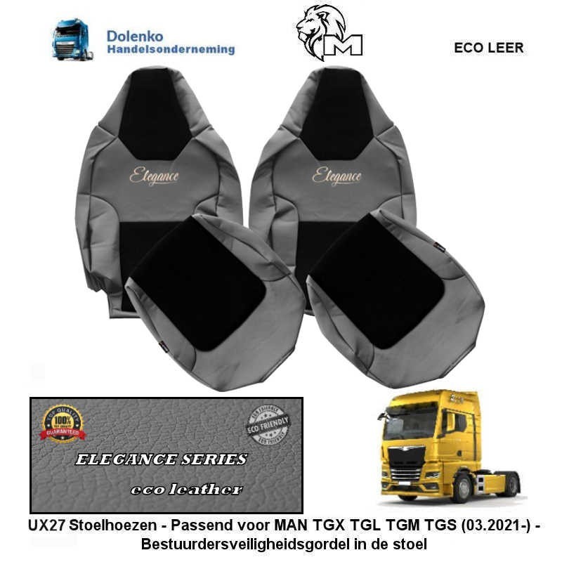 Stoelhoezen - Elegance S, Passend voor MAN TGX TGL TGM TGS (03.2021-) - Bestuurdersveiligheidsgordel in de stoel UX27