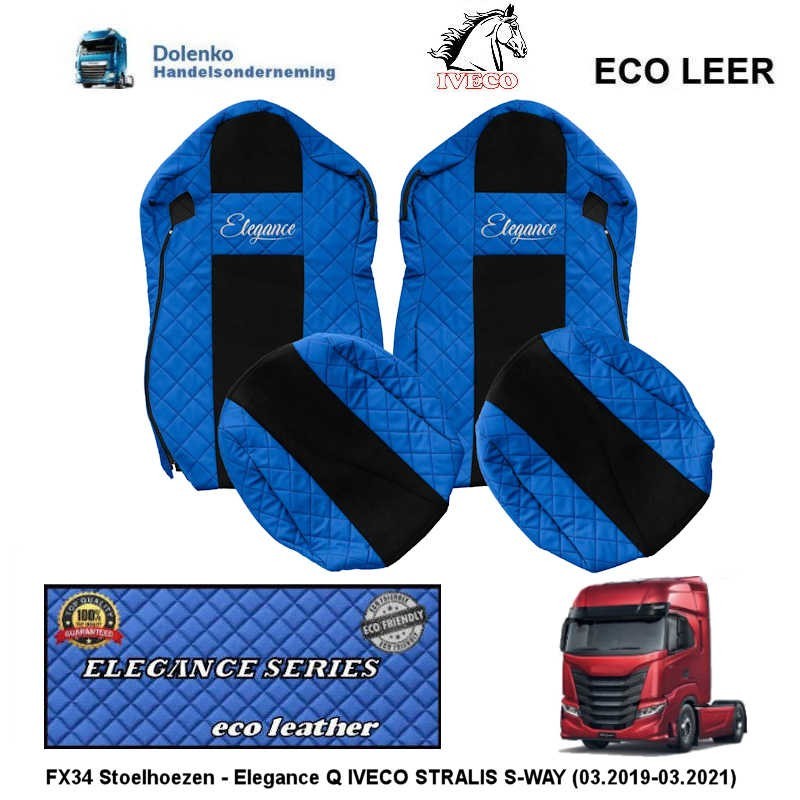 IVECO STRALIS S-WAY  ECO LEATHER- CHAIRCOVERS - ELEGANCE, (03.2019-03.2021) FX34-UX34