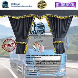 LUXE PREMIUM TRUCK GORDIJNEN DUBBELE ALCANTARA STOF AFGEWERKT MET VELOURS IN DEENSE PLUCHE MOTIEF