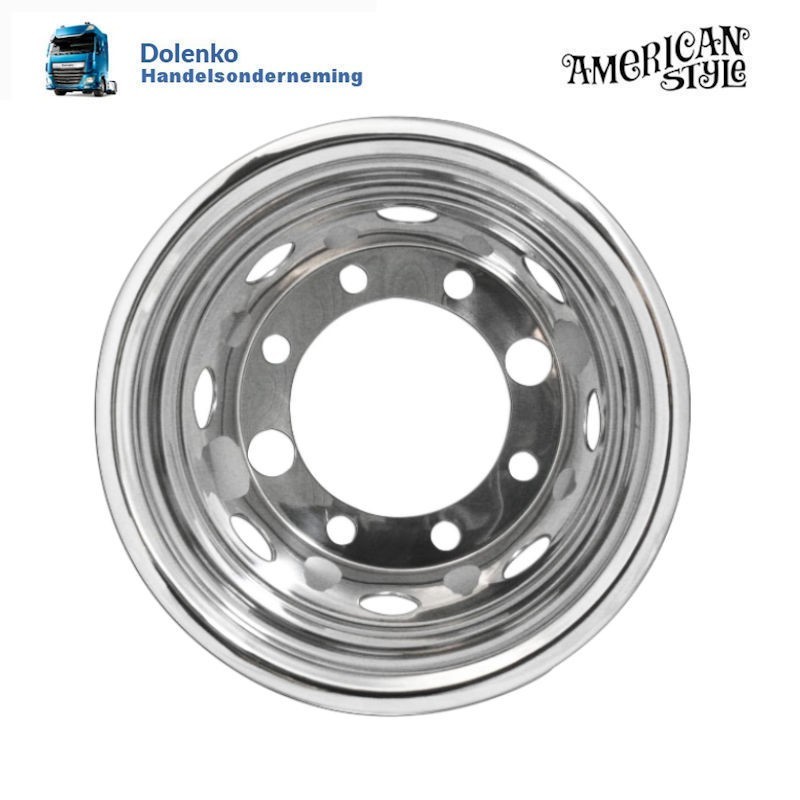 19.5"x 8.25" Truck RVS wielschaal trek as  - 8 gaats velg