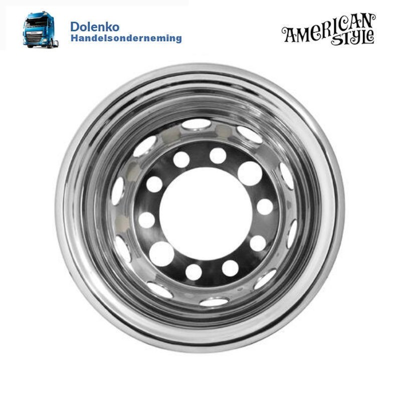 17.5"x 6.75" Truck RVS wielschaal achter velg  - 10 gaats velg, steek 225mm