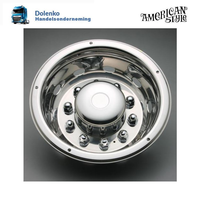 22,5" Wielschaal de luxe voor achtervelg Lockring gemonteerd roestvrij staal.