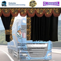 Luxuriöses dänisches Plüsch-Vorhang-Set aus schwarzem ALCANTARA mit gelbem dänischen Plüsch-Finish
