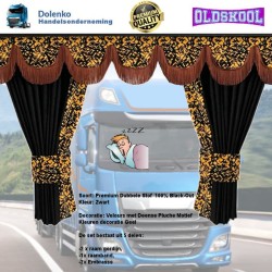 PREMIUM TRUCK GORDIJNEN DUBBELE ALCANTARA STOF AFGEWERKT MET VELOURS IN DEENSE PLUCHE MOTIEF