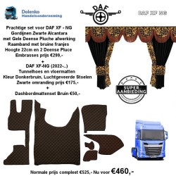 SET PREMIUM DEENSE PLUCHE GORDIJNEN + DAF XF-NG  TUNNELHOES EN VLOERMATTEN: